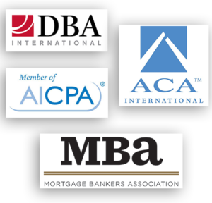 Images of the DBA International, ACA International, AICPA and Mortgage Bankers Association logos - Hampton Pryor